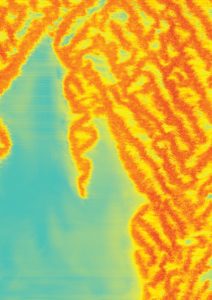 Competition between turbulent (orange) and laminar (blue) regions