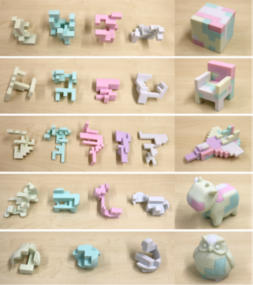 3D interlocking puzzles in various shapes