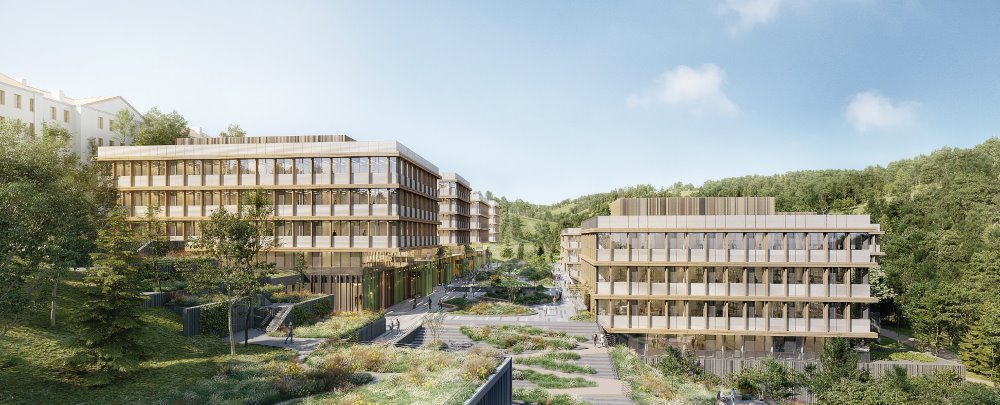 Rendering Bauphase3 Ansicht Vom Moonstone Building Auf Die Neue ISTA Plaza (c) ATP V1