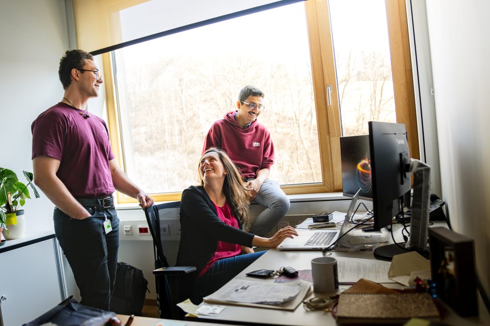 PhD student Andrei Cristea, Assistant Professor Ilaria Caiazzo, and PhD student Aayush Desai.